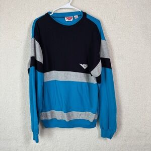 Pony Color Block Pullover Sweatshirt Vintage 80s 90s Retro L